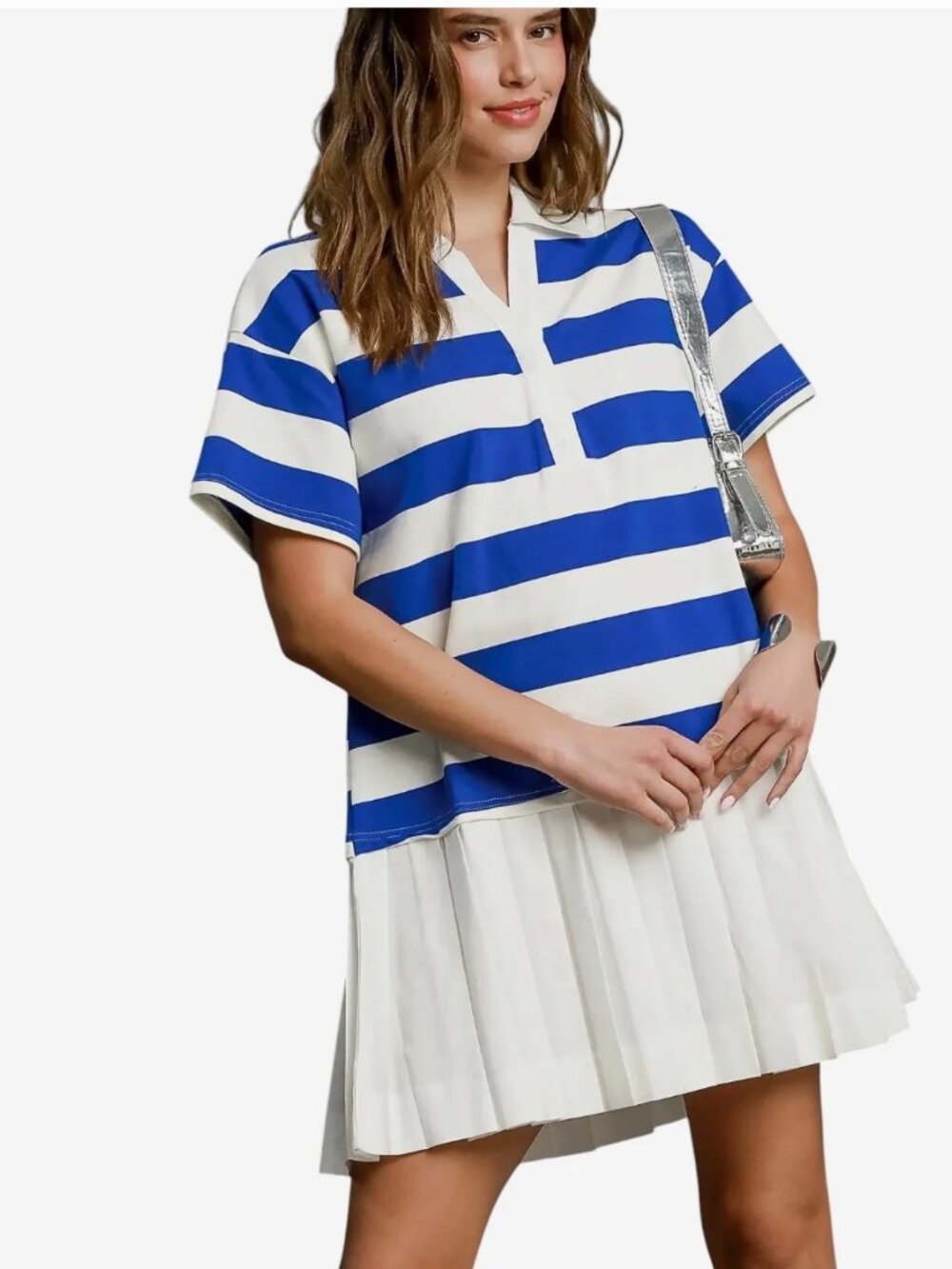 Bucket List Blue and White Striped Short-Sleeve Polo Rugby Dress